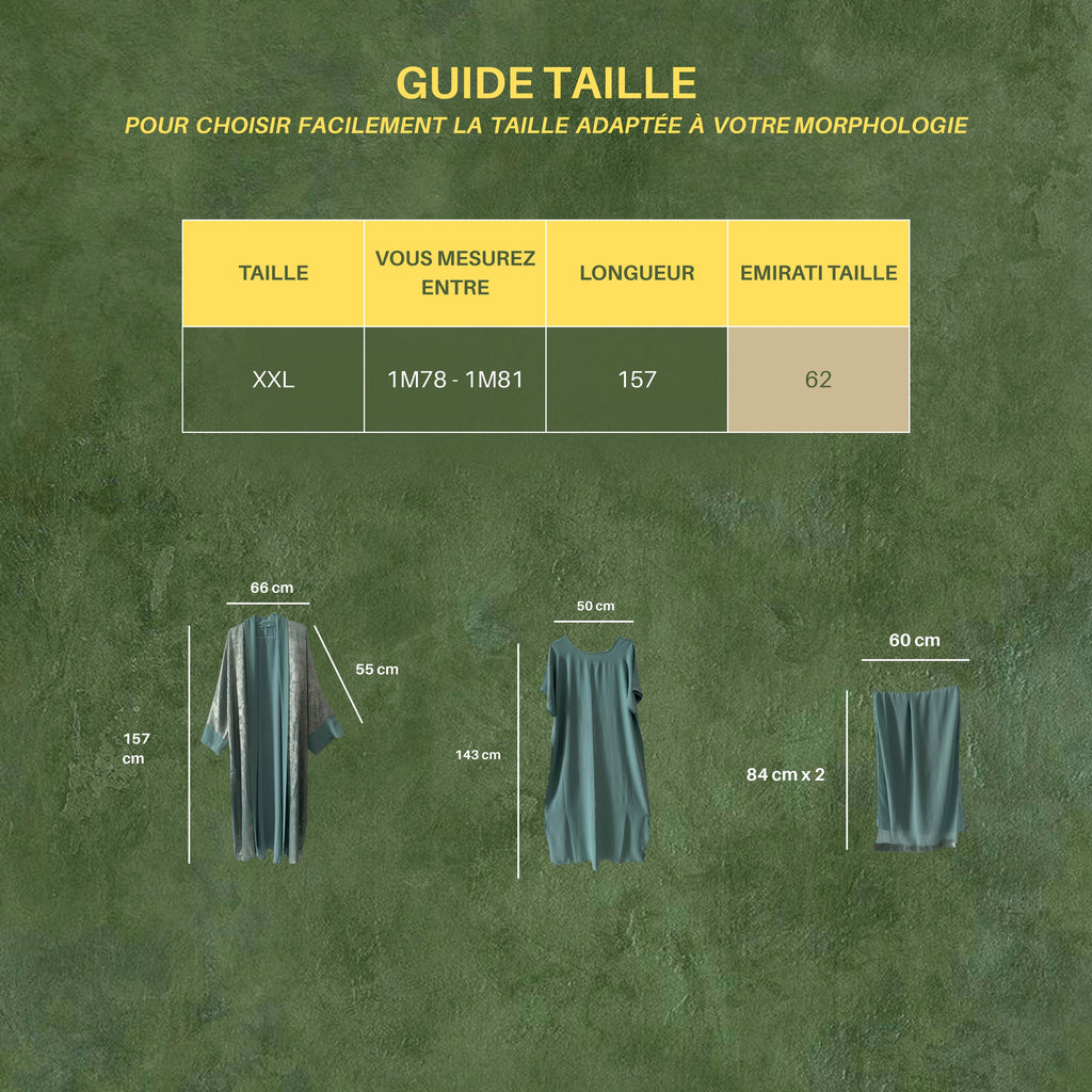 LOUISAK  -Loyauté, douceur et élégance (Abaya 3pièces)