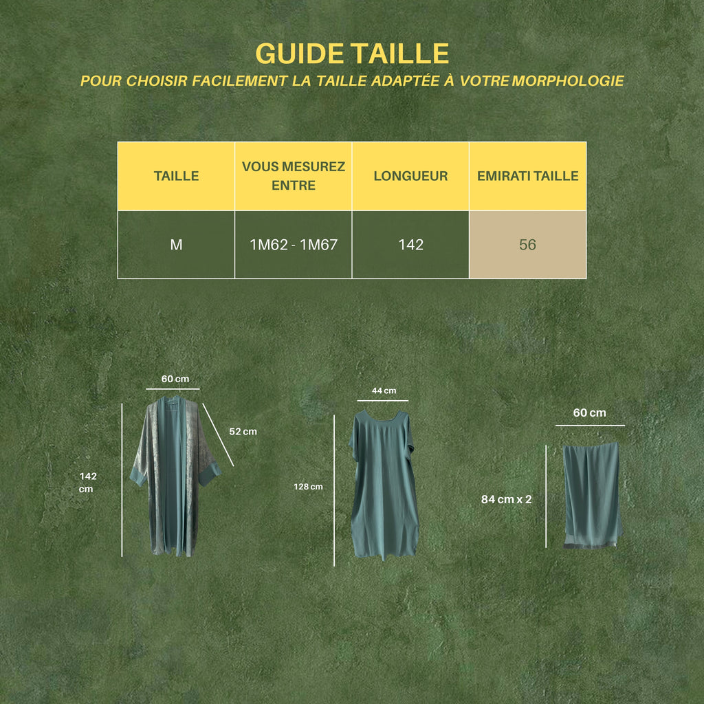 LOUISAK  -Loyauté, douceur et élégance (Abaya 3pièces)